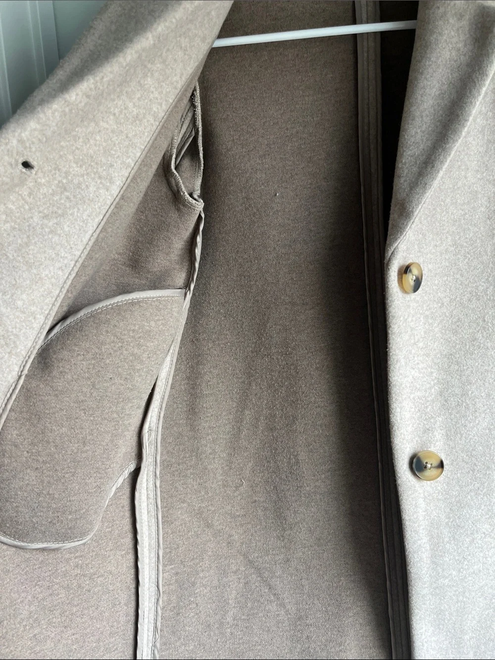 Zara Light Beige Girls' Single-Breasted Pea Coat